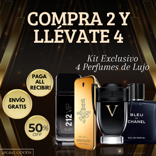 💥 ¡Solo hoy! Compra 2 perfumes y llévate 4: Bleu de Chanel + 1 Million + Sauvage + Invictus Victory con 50% de descuento 💰